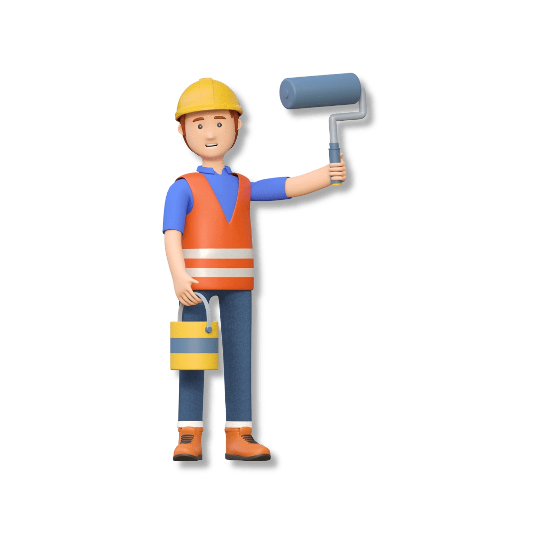 Icon of a person holding a paint roller, illustrating interior painting.