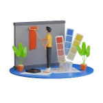 A Men 3D icon doing interior painting